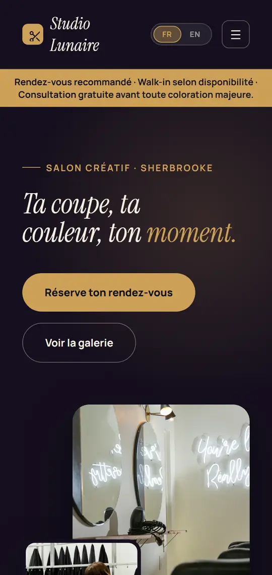Exemple de site pour un salon de coiffure