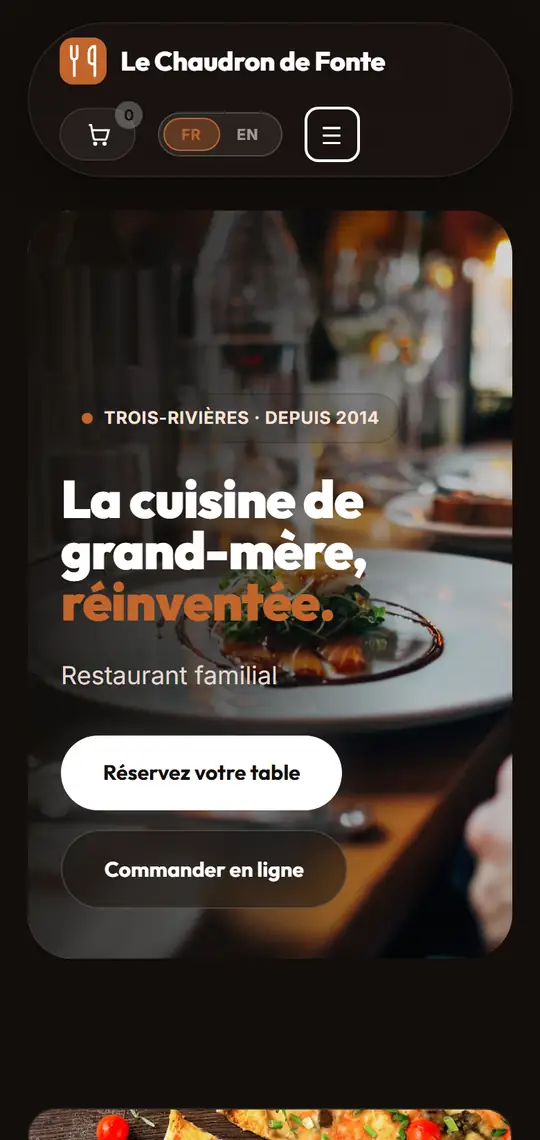 Exemple de site pour un restaurant