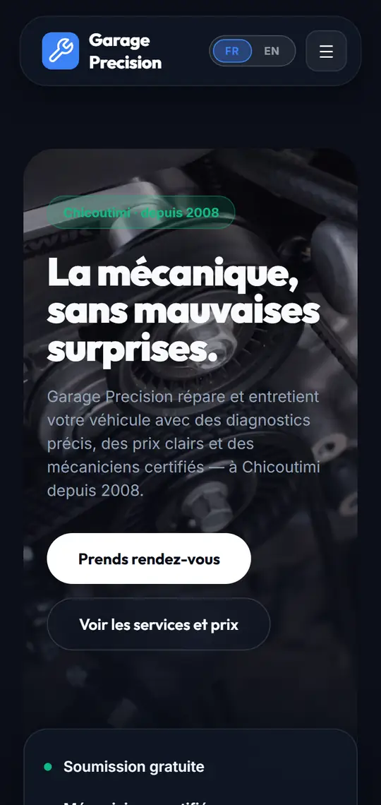 Exemple de site pour un garage