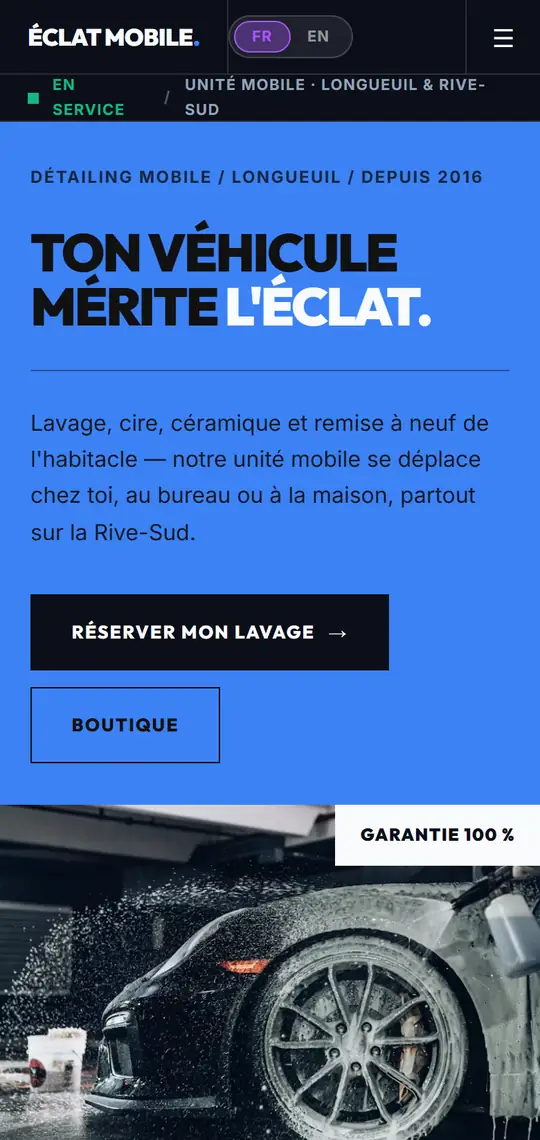 Exemple de site pour un lave-auto