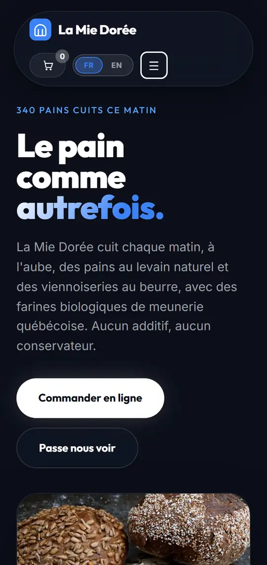 Exemple de site pour une boulangerie